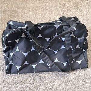 Thirty-One Duffle Bag  Carry On Weekender Bag Black & White Circles